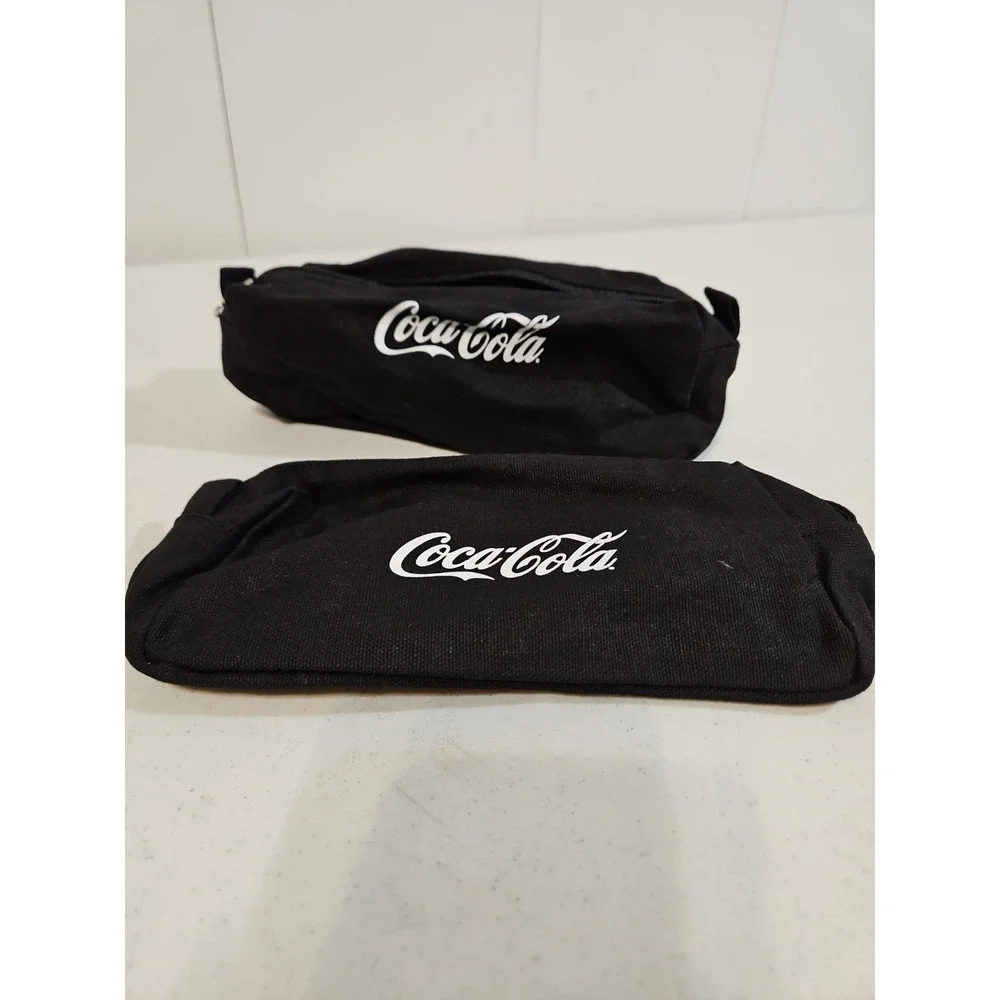 Coca-Cola Pencil Bag Set Of 2 New Black/white  Coca-Cola Logo